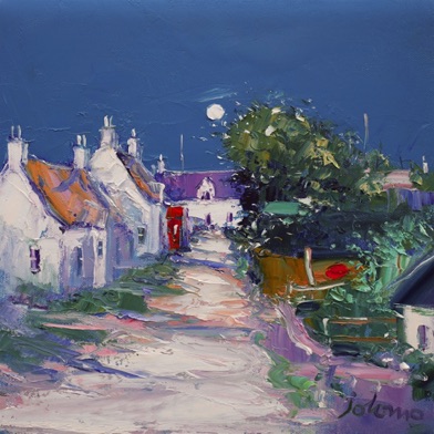 Summer moonlight Iona village 12x12